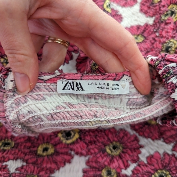 Zara floral printed balloon sleeve mini dress small - Picture 12 of 14